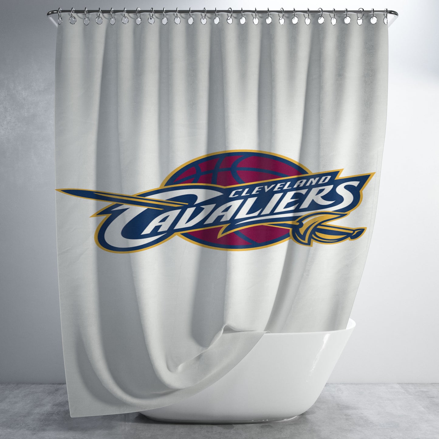 Cleveland Cavaliers Wallpaper Bathroom Shower Curtain Fabric Waterproof | 66 X 72 Inch