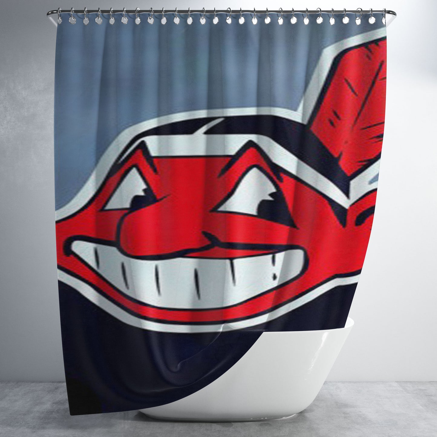 Cleveland Indians Mlb Sport Logo Bathroom Shower Curtain Fabric Waterproof | 66 X 72 Inch
