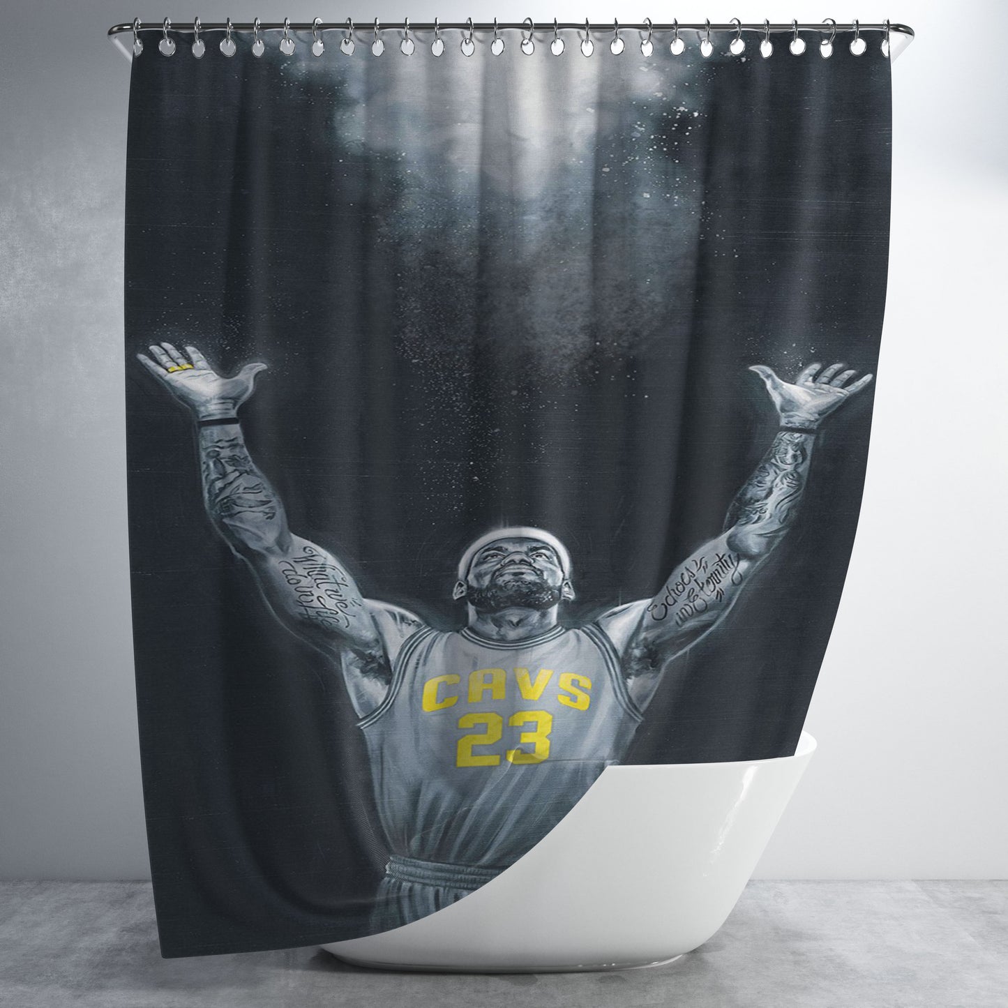 Cleveland Plain Dealer Lebron James 23 Bathroom Shower Curtain Fabric Waterproof | 66 X 72 Inch