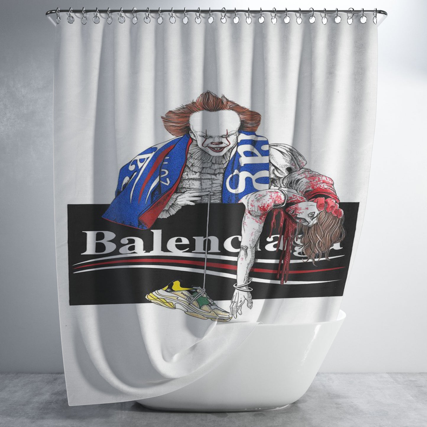 Clown It Hypebeast Balenciaga Style Bathroom Shower Curtain Fabric Waterproof | 66 X 72 Inch
