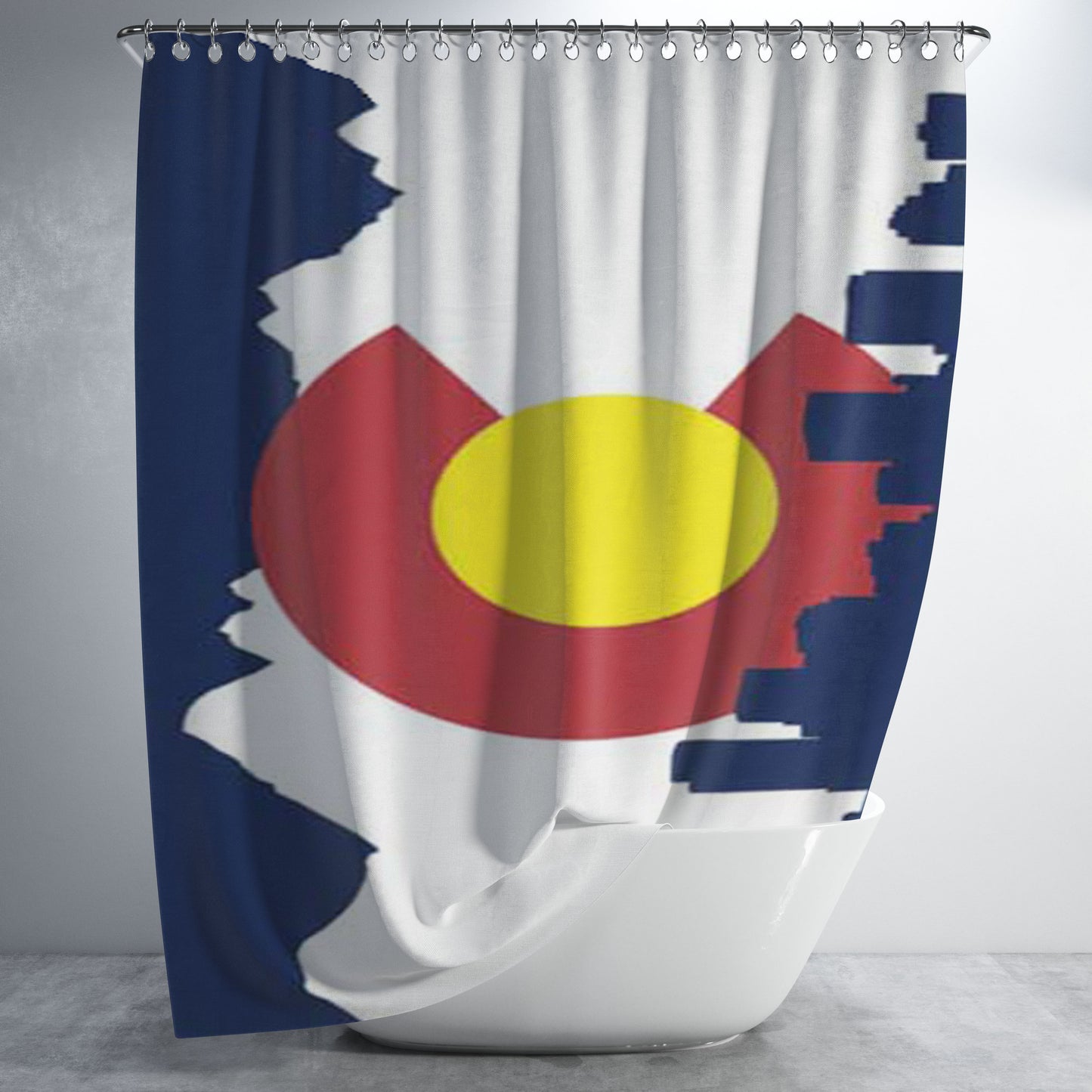 Colorado Flag Skyline Bathroom Shower Curtain Fabric Waterproof | 66 X 72 Inch