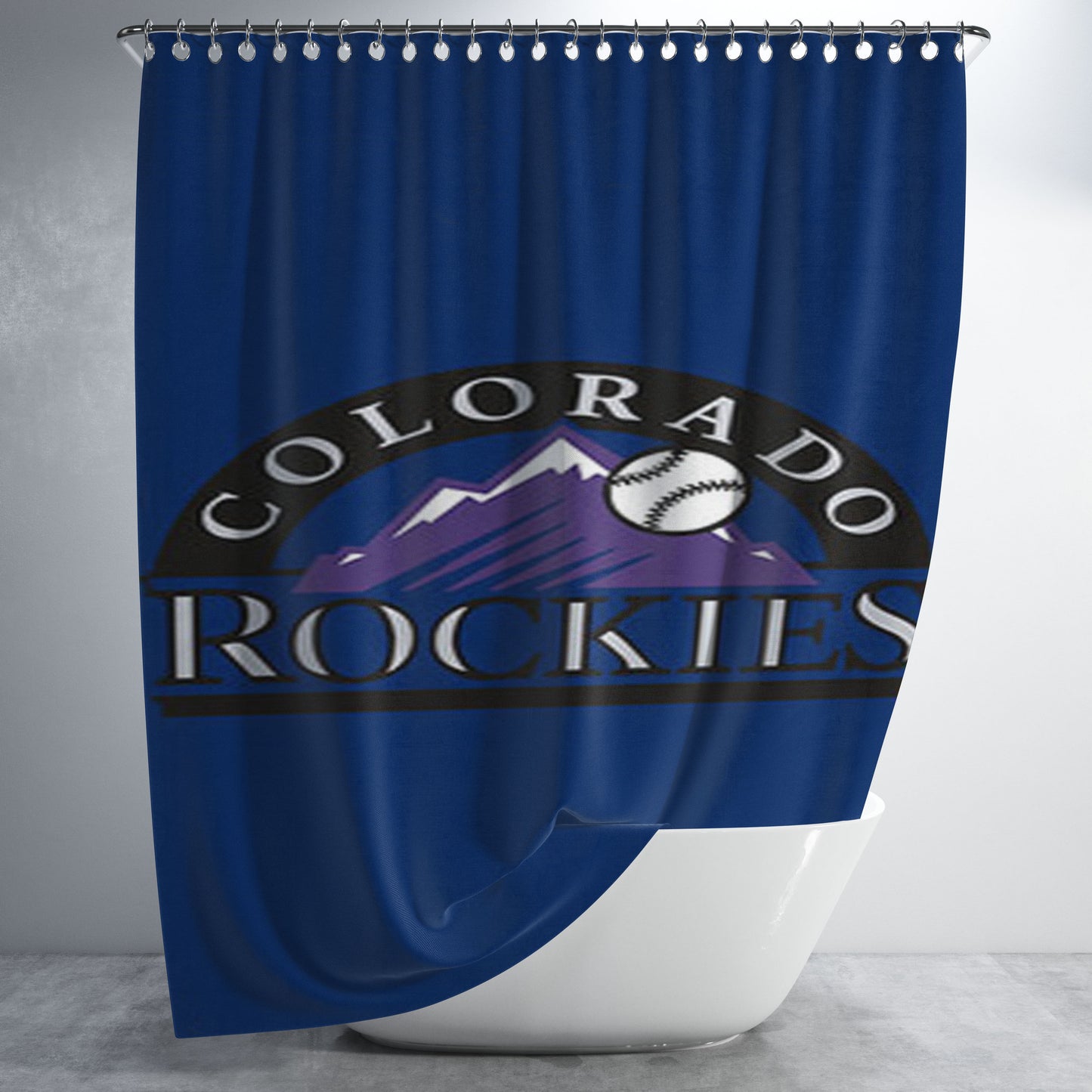 Colorado Rockies Baseball Logo Blue Bathroom Shower Curtain Fabric Waterproof | 66 X 72 Inch