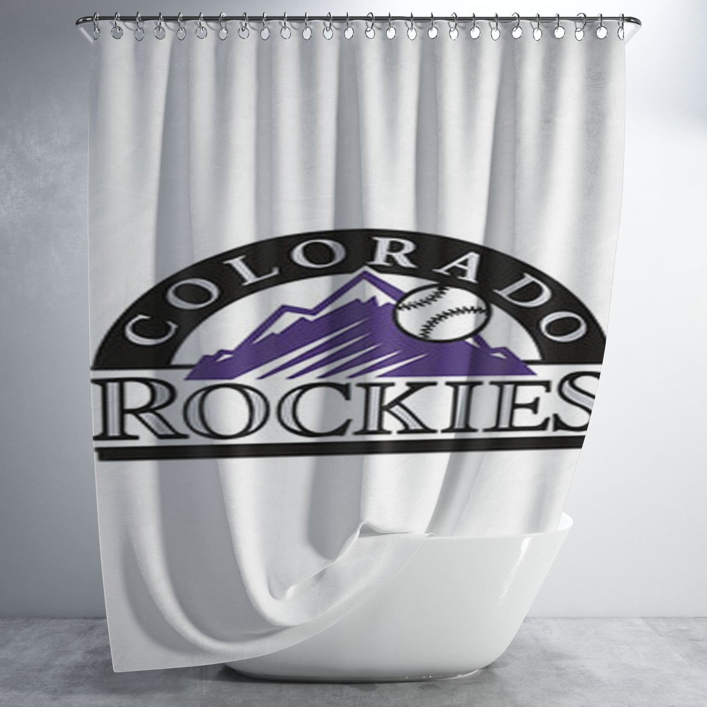 Colorado Rockies Baseball Logo White Bathroom Shower Curtain Fabric Waterproof | 66 X 72 Inch