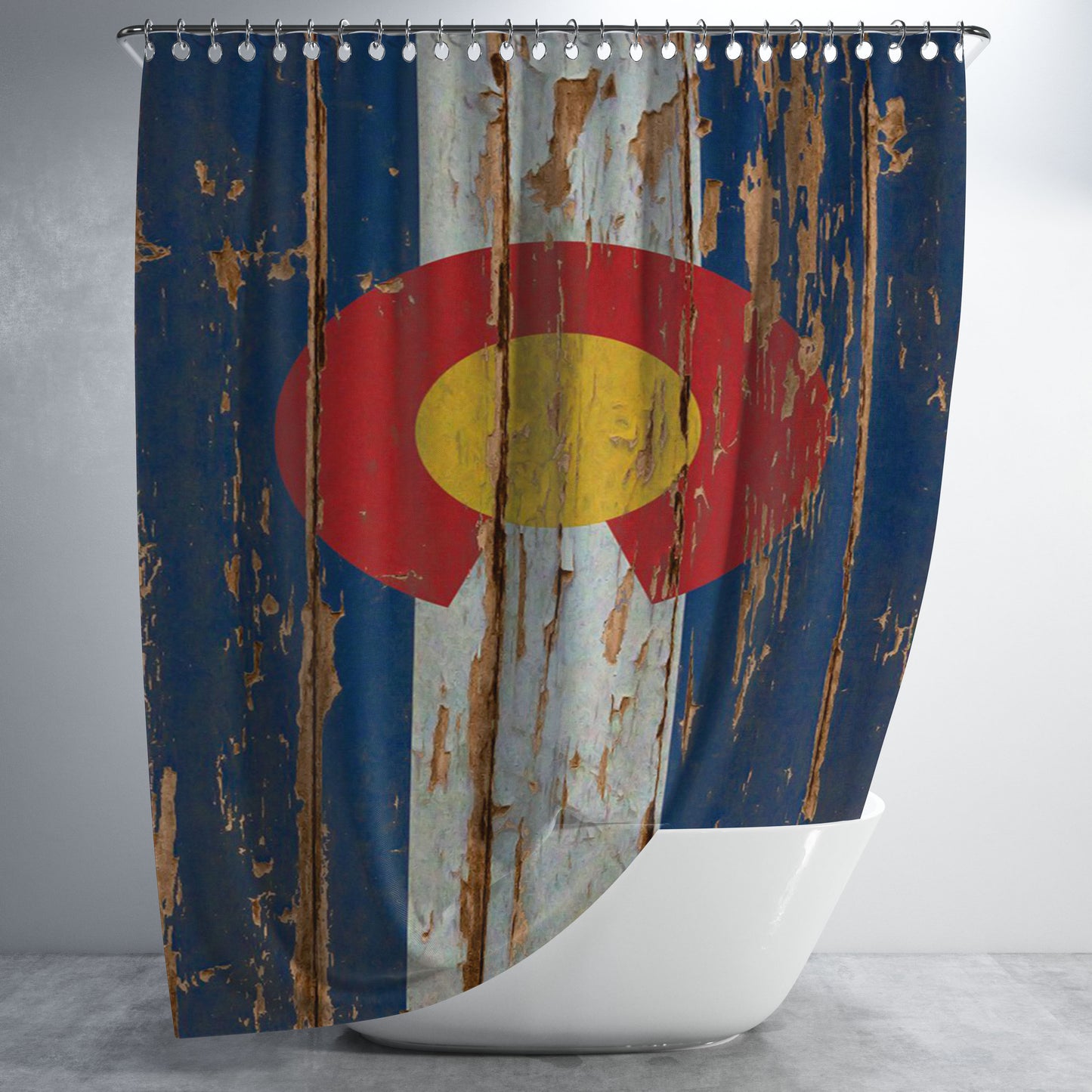 Colorado State Wood Flag Bathroom Shower Curtain Fabric Waterproof | 66 X 72 Inch