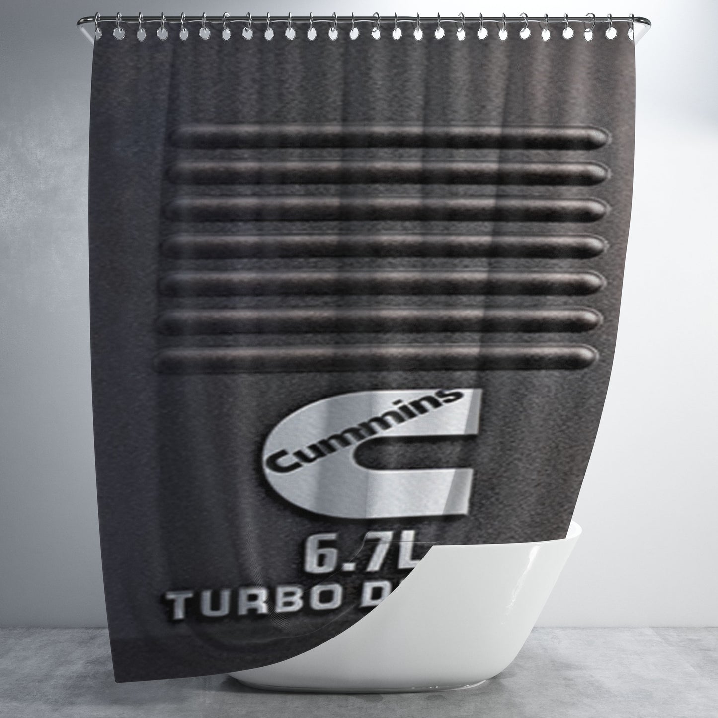 Cummins Turbo Diesel Engine Bathroom Shower Curtain Fabric Waterproof | 66 X 72 Inch