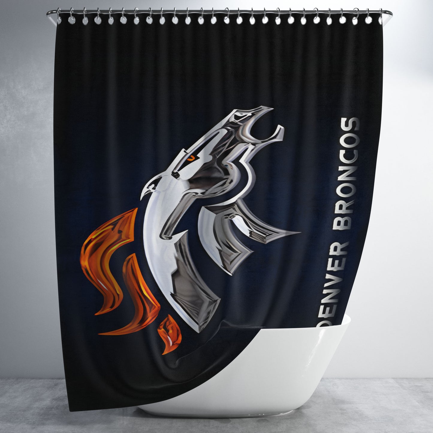 Denver Broncos Wallpaper Bathroom Shower Curtain Fabric Waterproof | 66 X 72 Inch