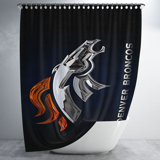 Personalized Denver Broncos Wallpaper Shower Curtain Farmhouse Bathroom Decor