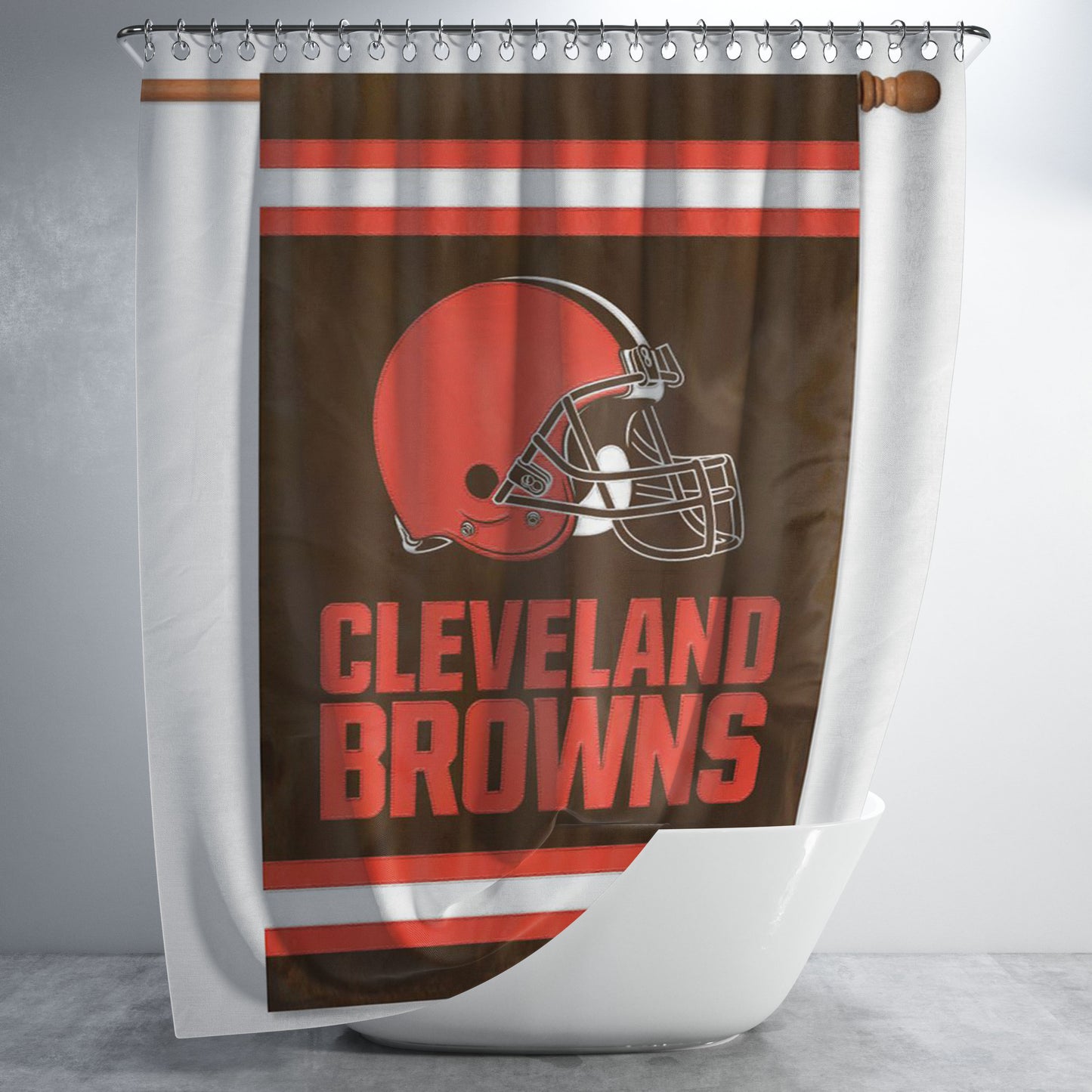 Flag Cleveland Browns Bathroom Shower Curtain Fabric Waterproof | 66 X 72 Inch