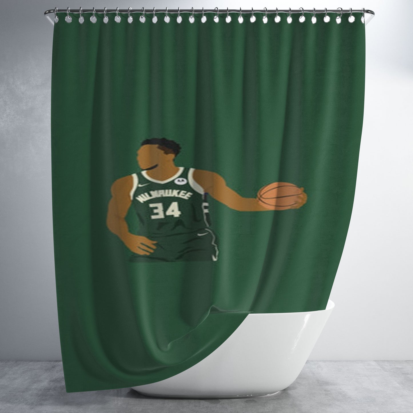 Giannis - Basketball Bathroom Shower Curtain Fabric Waterproof | 66 X 72 Inch