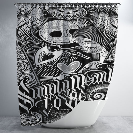 Personalized Jack And Sally Nightmare Before Christmas Shower Curtain Farmhouse Bathroom Decor