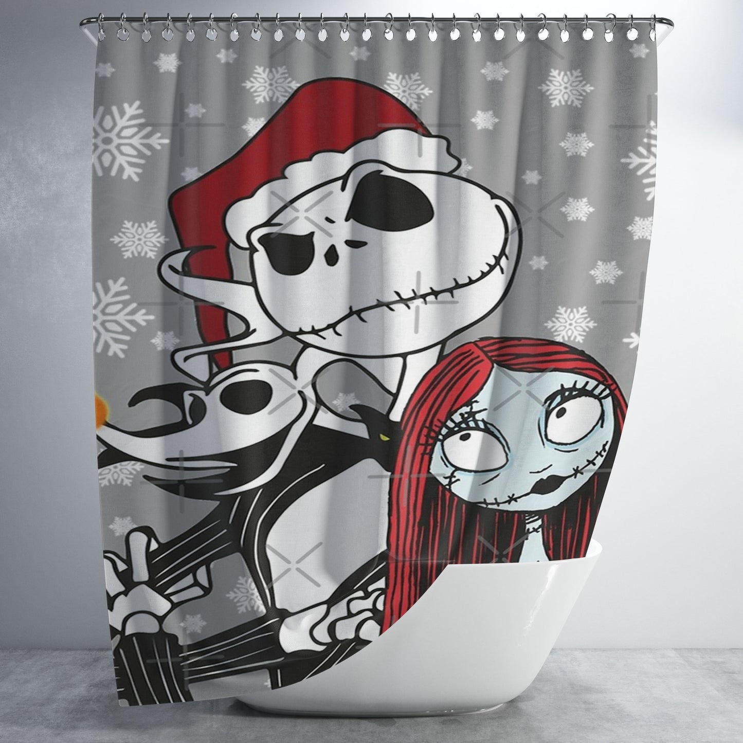 Jack Skellington, Zero And Sally - The Nightmare Before Christmas Bathroom Shower Curtain Fabric Waterproof | 66 X 72 Inch
