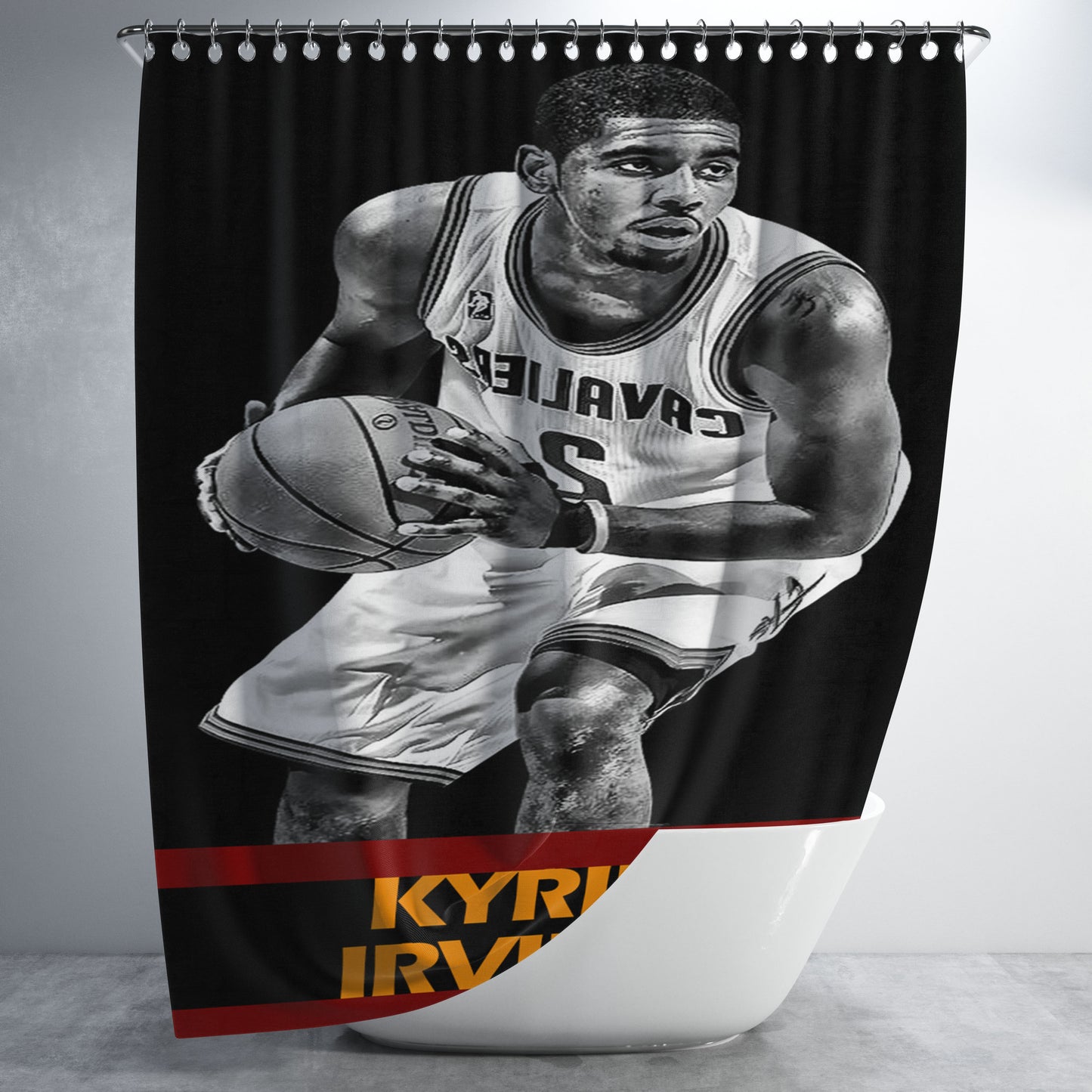 Kyrie Irving Cleveland Cavaliers Bathroom Shower Curtain Fabric Waterproof | 66 X 72 Inch