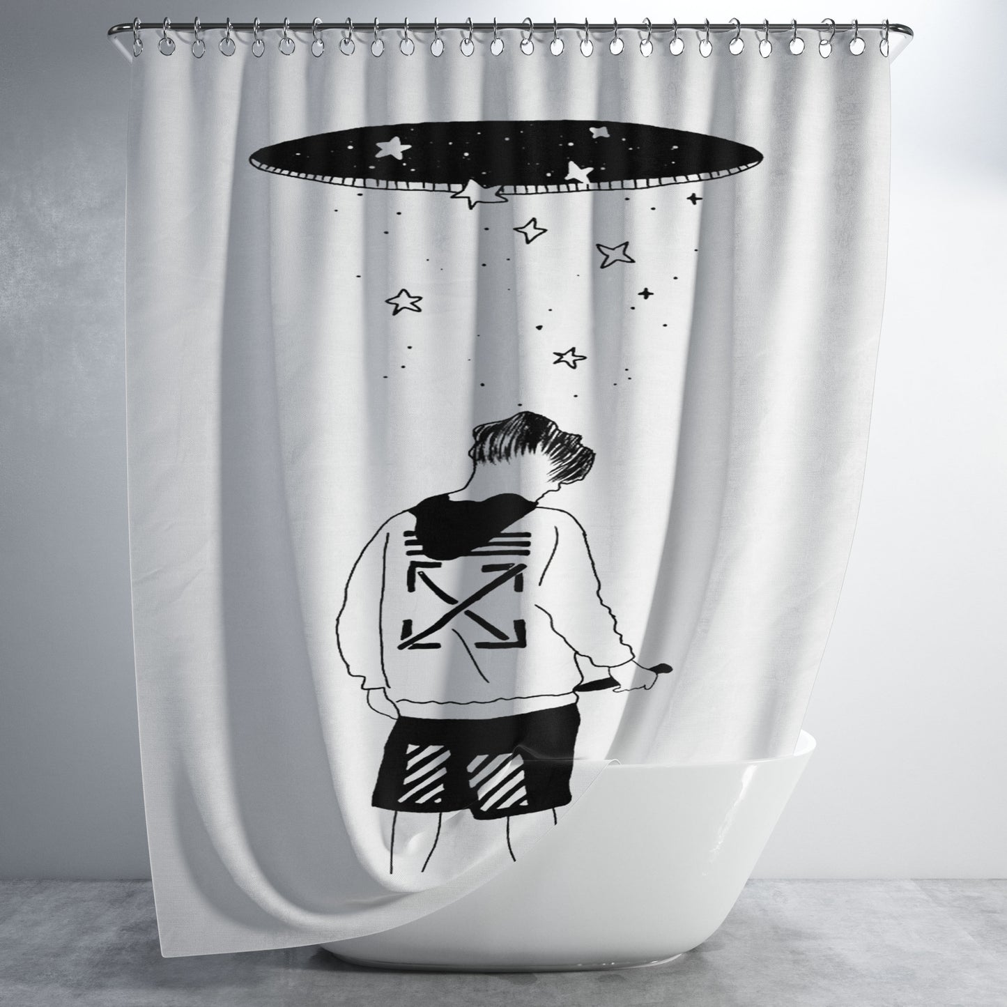 Marcus Martinus Off White Bathroom Shower Curtain Fabric Waterproof | 66 X 72 Inch