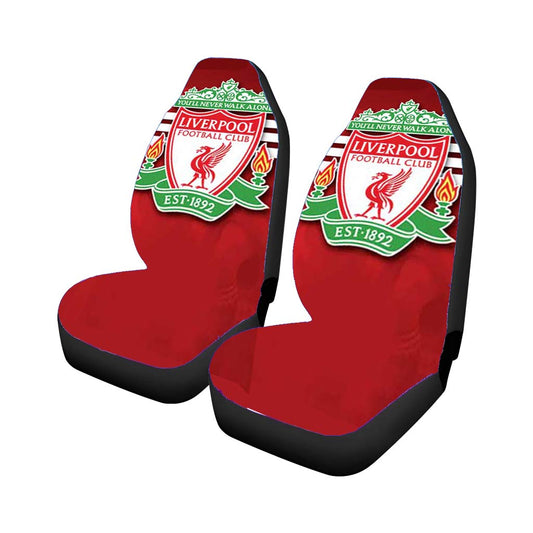 Liverpool Fc Logo On Red And Stripes Car Seat Covers Universal Fit