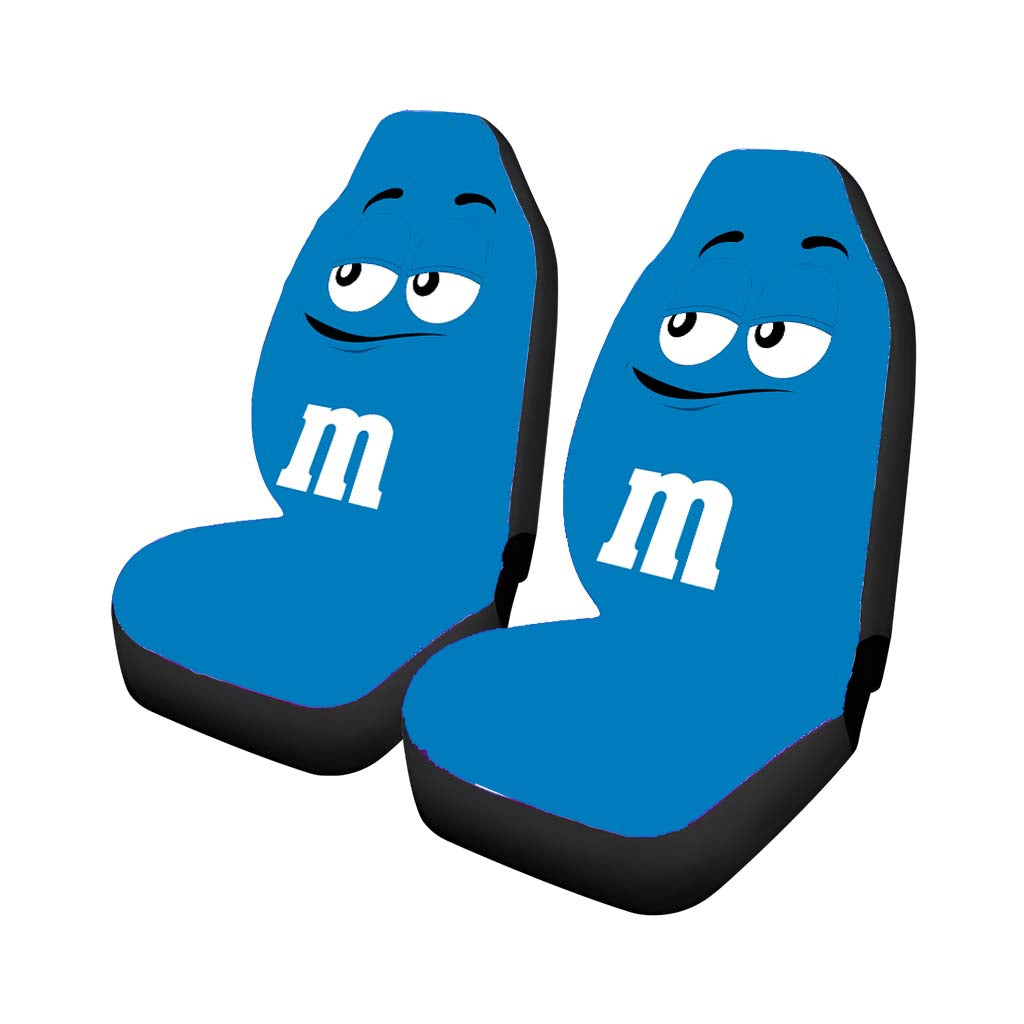 M&M Face Boring Blue Car Seat Covers