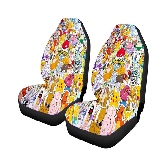 Many Cute Pokemon Creature Characters Cartoon Car Seat Covers Universal Fit