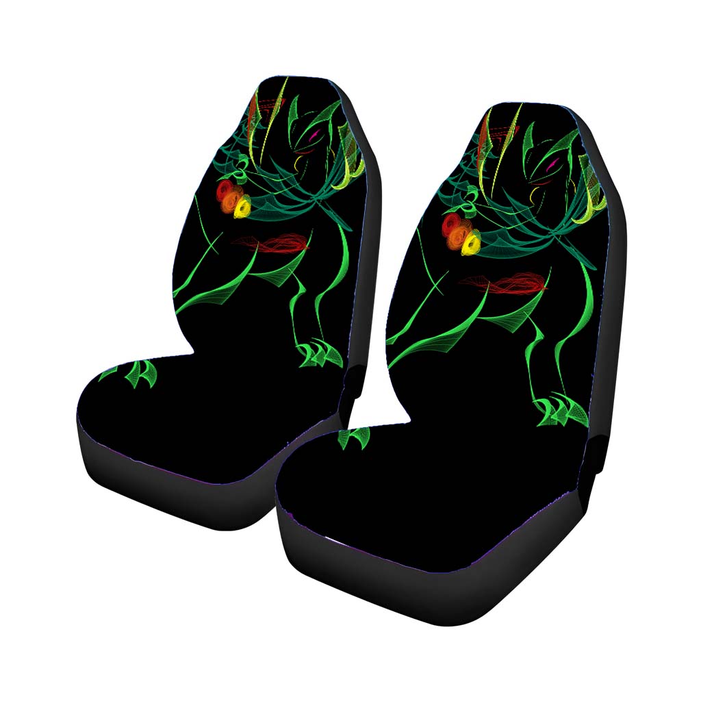 Mega Sceptile Pokemon Line Art On Black Car Seat Covers