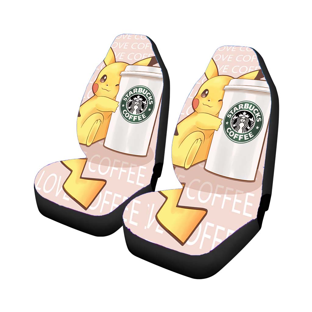 Pikachu With Starbucks Coffee Car Seat Covers