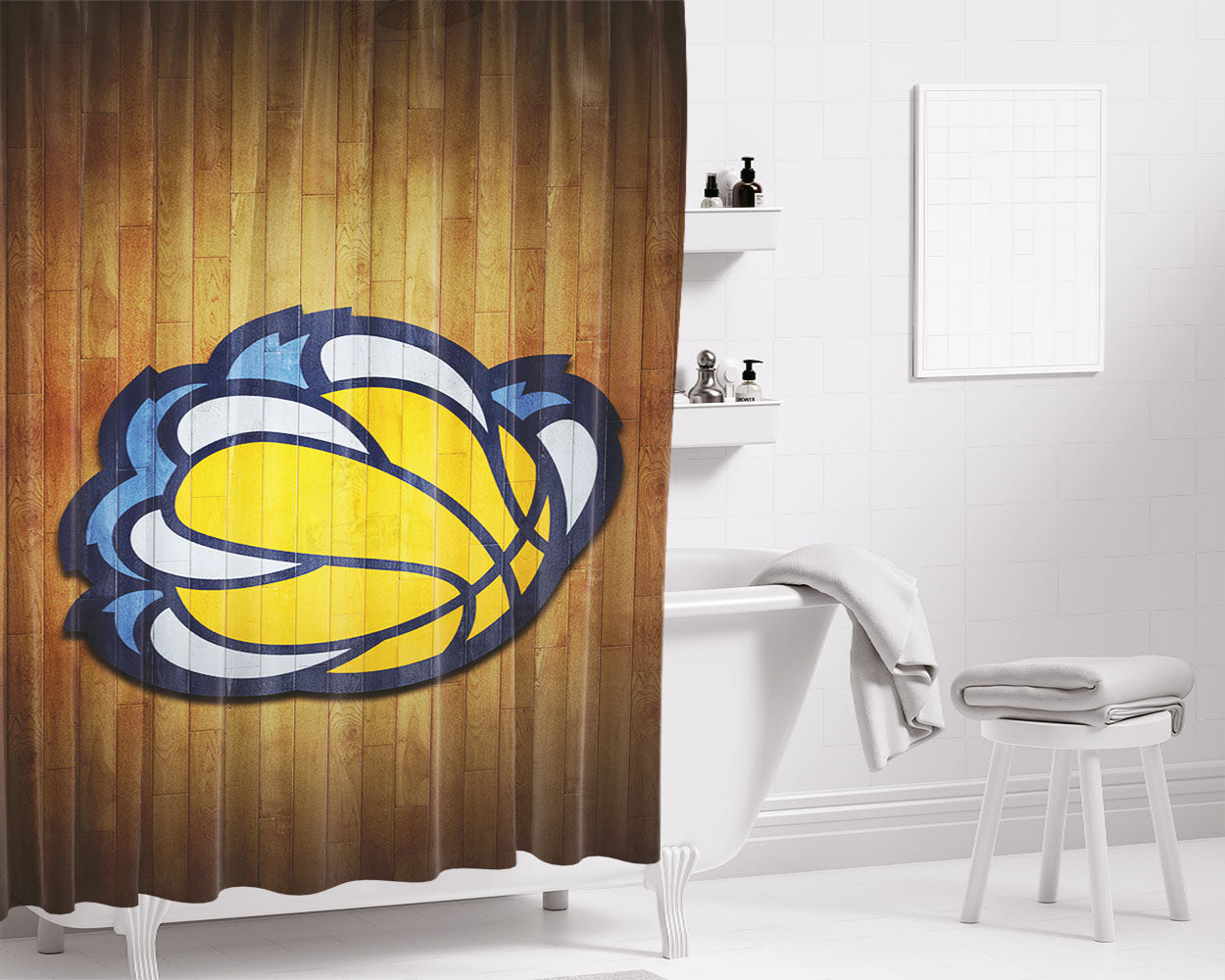 Memphis Grizzlies Bathroom Shower Curtain Fabric Waterproof | 66 X 72 Inch