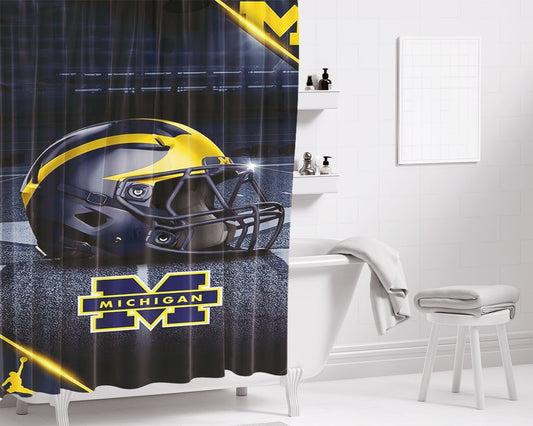 Michigan Wolverines Football Bathroom Shower Curtain Fabric Waterproof