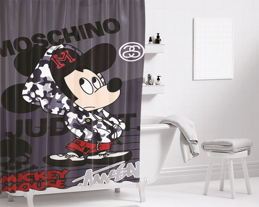 Mickeye Mouse Moschino Bathroom Shower Curtain Fabric Waterproof