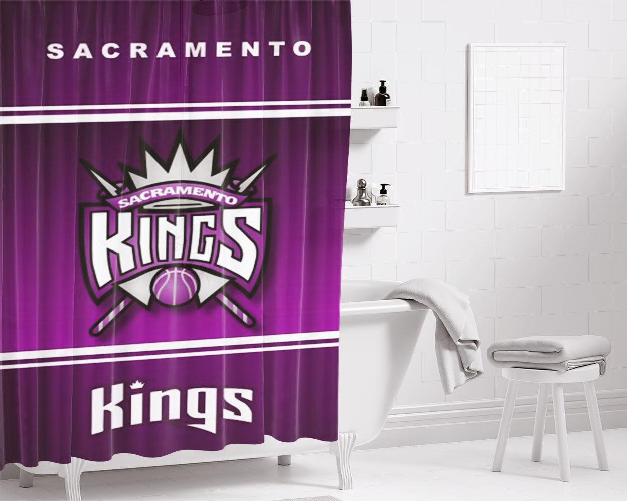 Sacramento Kings Bathroom Shower Curtain Fabric Waterproof | 66 X 72 Inch