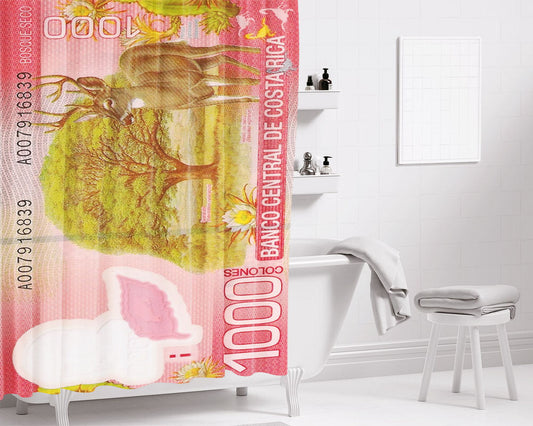 1 Million Col Deer Money Costa Rica Bathroom Shower Curtain Fabric Waterproof | 66 X 72 Inch