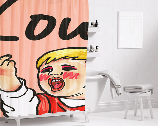 A Boy A Bear A Balloon Bathroom Shower Curtain Fabric Waterproof | 66 X 72 Inch