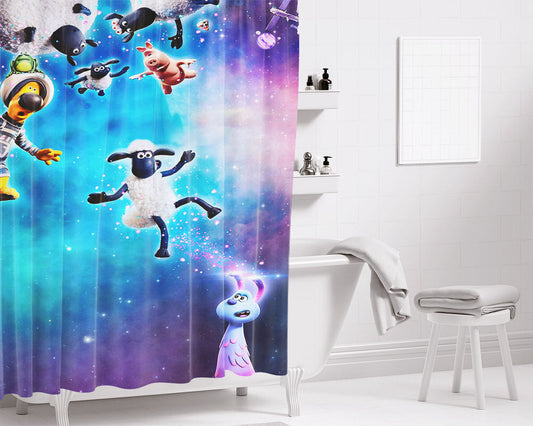 A Purple Hair Girl Draw Bathroom Shower Curtain Fabric Waterproof | 66 X 72 Inch