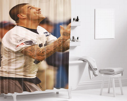 Aaron Hernandez Bathroom Shower Curtain Fabric Waterproof | 66 X 72 Inch