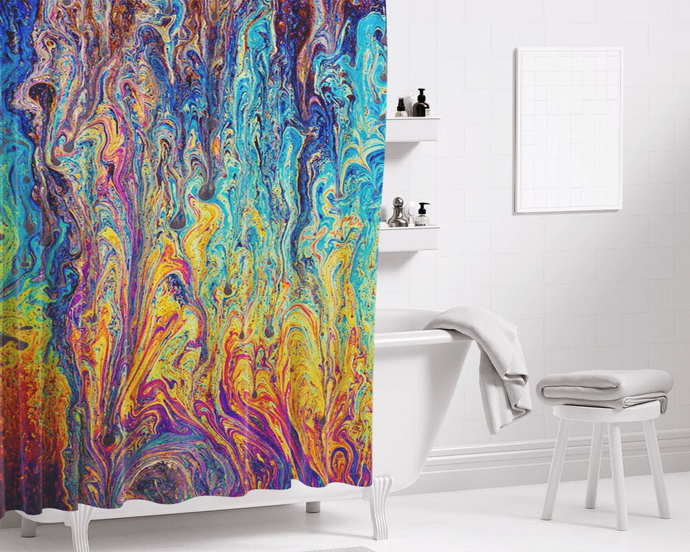 Abalone Shell Glowing Multicolor Bathroom Shower Curtain Fabric Waterproof | 66 X 72 Inch