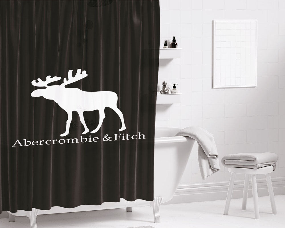 Abercrombie And Fitch Black Bathroom Shower Curtain Fabric Waterproof | 66 X 72 Inch