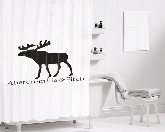 Abercrombie And Fitch White Bathroom Shower Curtain Fabric Waterproof | 66 X 72 Inch