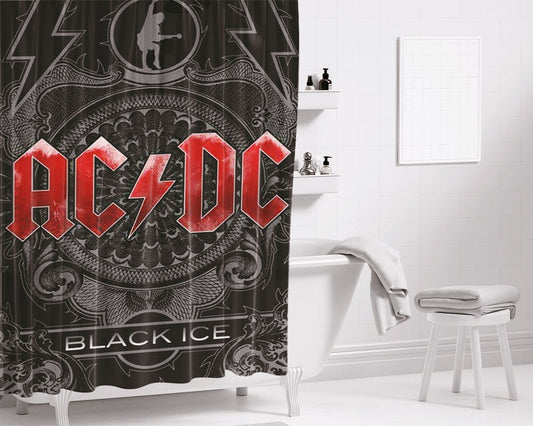 Ac Dc Black Ice Bathroom Shower Curtain Fabric Waterproof | 66 X 72 Inch