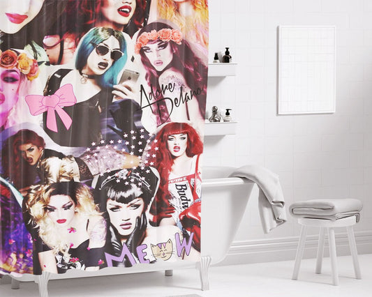 Adore Delano Collage Bathroom Shower Curtain Fabric Waterproof | 66 X 72 Inch