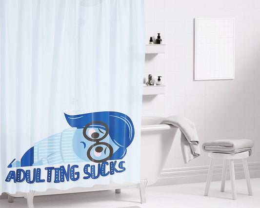 Adulting Sucks Bathroom Shower Curtain Fabric Waterproof | 66 X 72 Inch