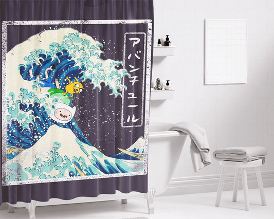 Adventure Tide Bathroom Shower Curtain Fabric Waterproof | 66 X 72 Inch