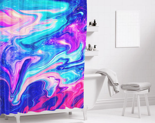 Aesthetic Liquid Bathroom Shower Curtain Fabric Waterproof | 66 X 72 Inch