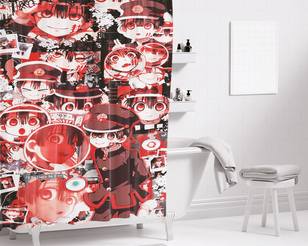 Aesthetic Toilet Bound Hanako-Kun Collage Bathroom Shower Curtain Fabric Waterproof | 66 X 72 Inch