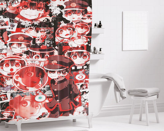 Aesthetic Toilet Bound Hanako-Kun Collage Bathroom Shower Curtain Fabric Waterproof | 66 X 72 Inch