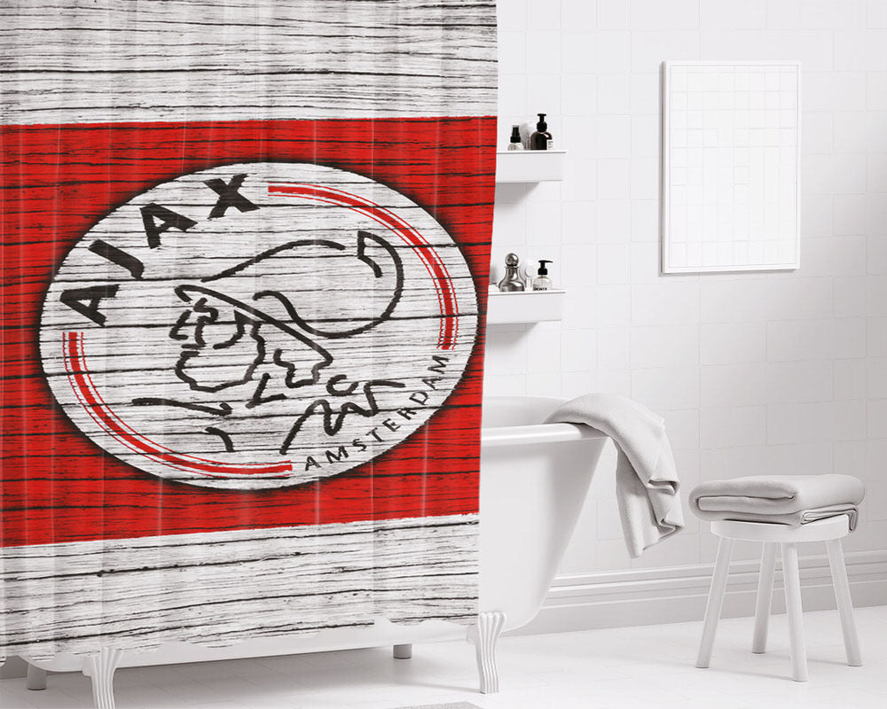 Afc Ajax Amsterdam Wood Logo Bathroom Shower Curtain Fabric Waterproof | 66 X 72 Inch