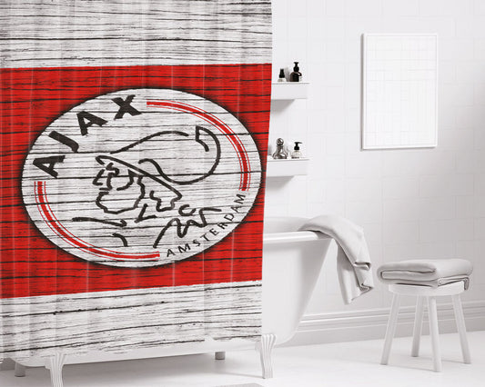 Afc Ajax Amsterdam Wood Logo Bathroom Shower Curtain Fabric Waterproof | 66 X 72 Inch