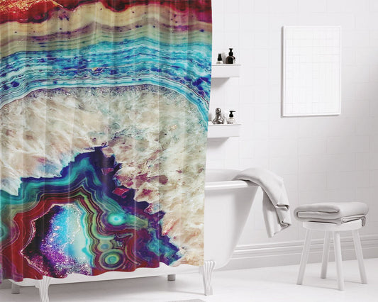 Agate Art Print Bathroom Shower Curtain Fabric Waterproof | 66 X 72 Inch
