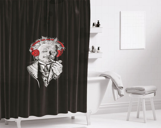 Albert Einstein Wallpaper Bathroom Shower Curtain Fabric Waterproof | 66 X 72 Inch
