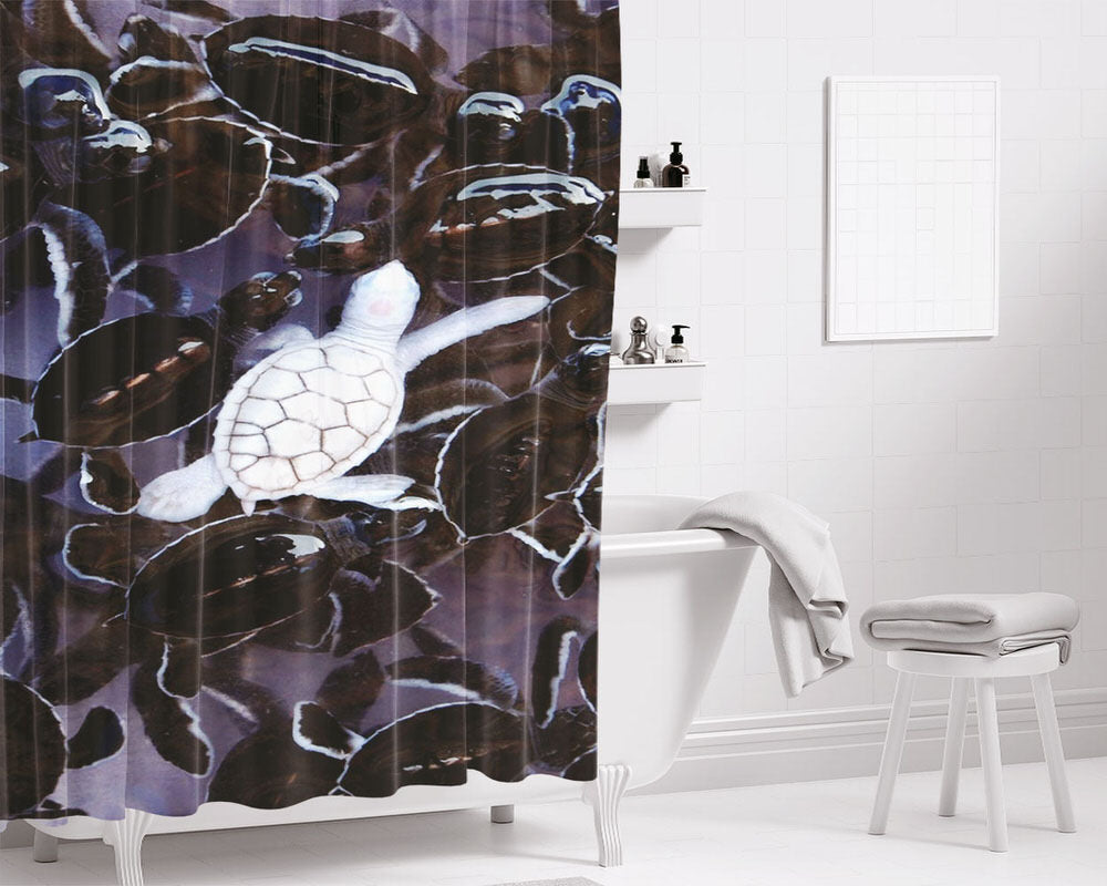 Albino Turtle Photography Bathroom Shower Curtain Fabric Waterproof | 66 X 72 Inch
