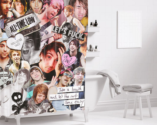 Alex Gaskarth Collage All Time Low Bathroom Shower Curtain Fabric Waterproof | 66 X 72 Inch