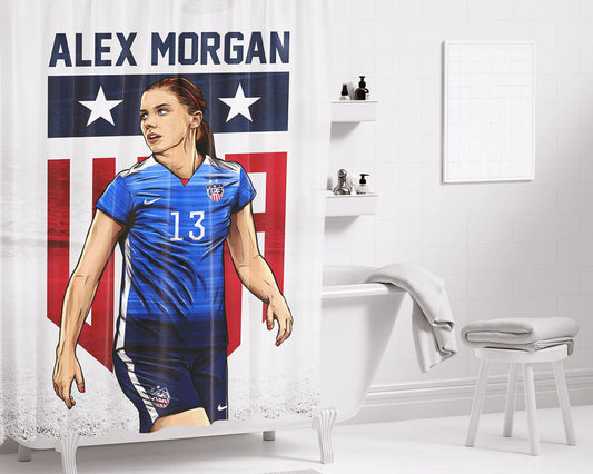 Alex Morgan American Soccer Player Bathroom Shower Curtain Fabric Waterproof | 66 X 72 Inch