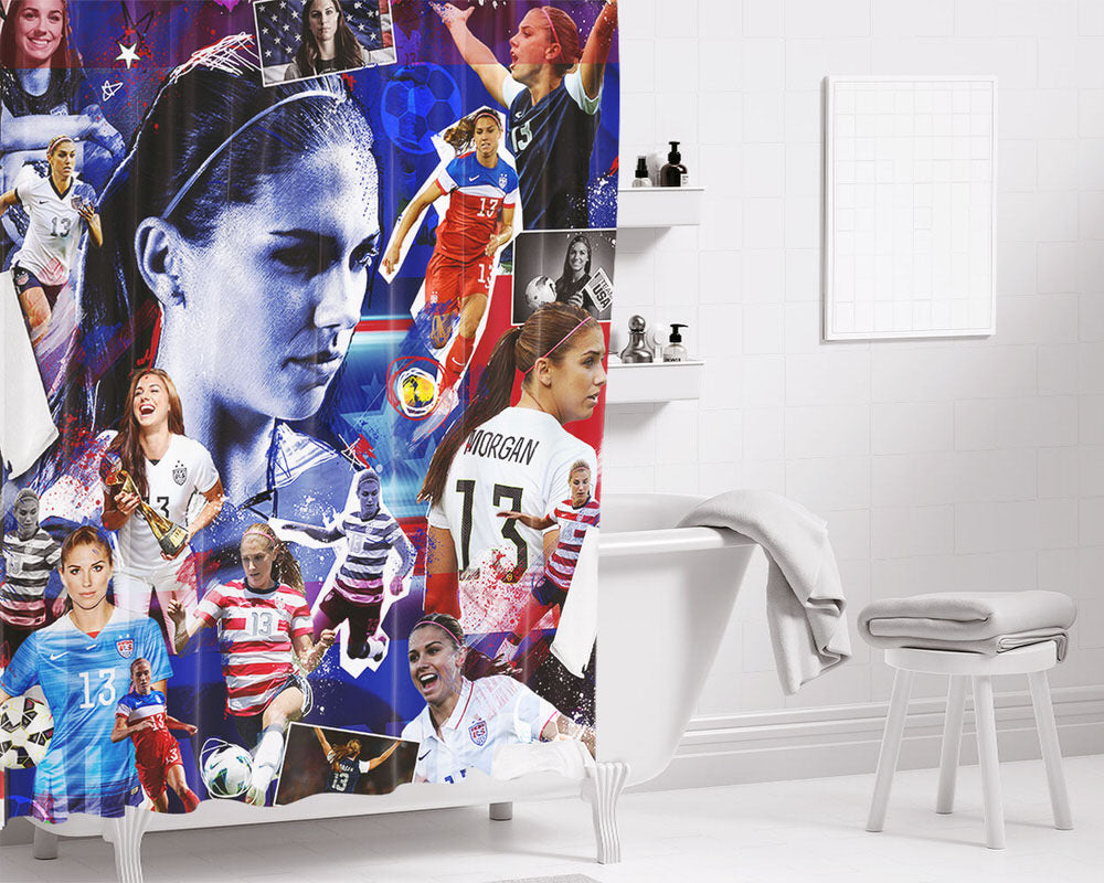 Alex Morgan Collage Woman Football Bathroom Shower Curtain Fabric Waterproof | 66 X 72 Inch