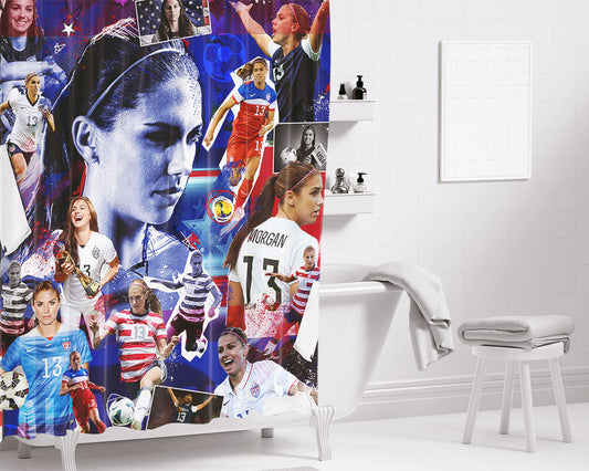 Alex Morgan Collage Woman Football Bathroom Shower Curtain Fabric Waterproof | 66 X 72 Inch