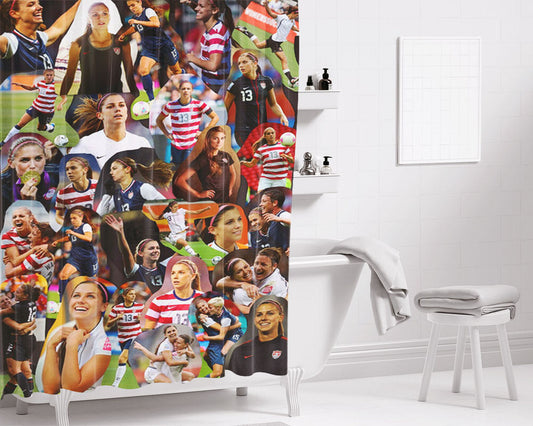 Alex Morgan Collage Woman Soccer Bathroom Shower Curtain Fabric Waterproof | 66 X 72 Inch